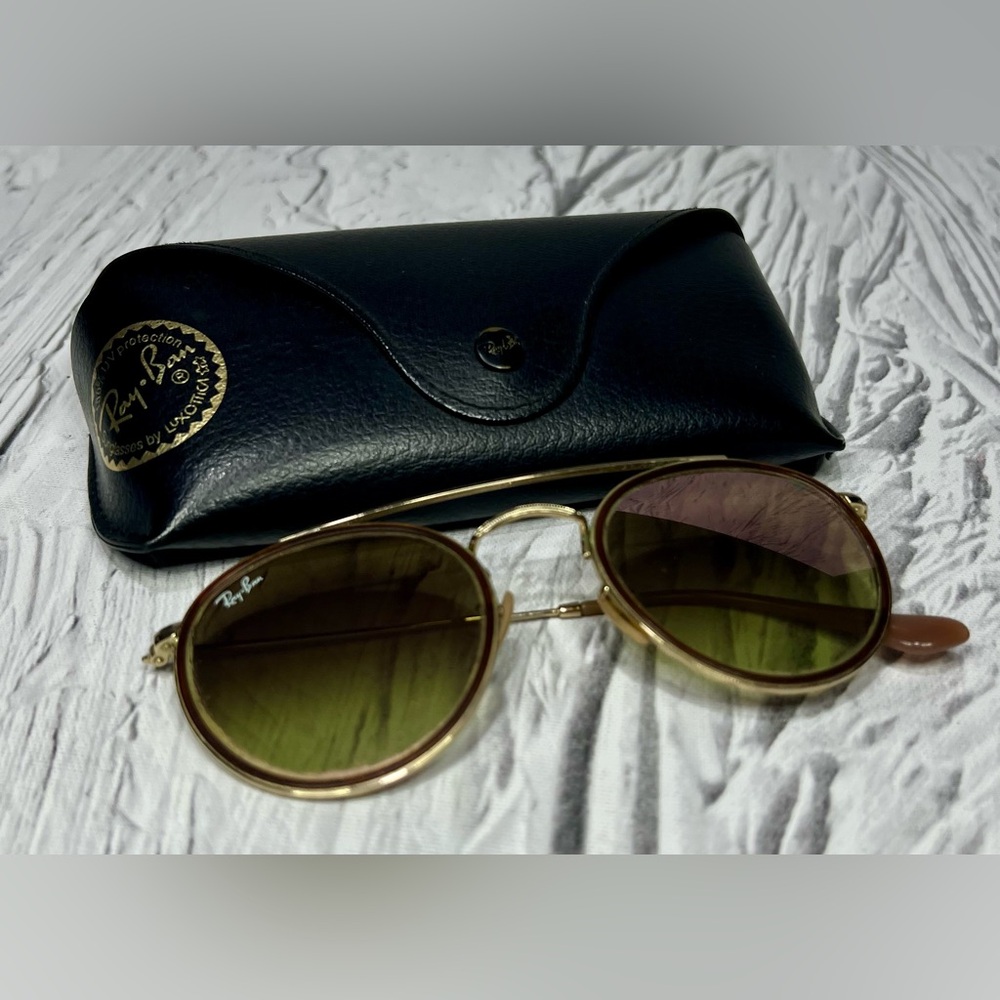 For Parts/Repair Ray-Ban Sunglasses Gold Brown Gradient Glass Missing Leg